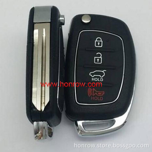 Hyunda 3+1 button flip remote key blank with Right Blade
